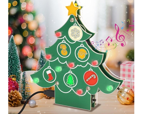 ICSTATION Christmas Tree Soldering Project, Musical Xmas Tree Soldering Practice Kit With Colorful Light, DIY Electronic Kit for School Home Learning Xmas Decoration & Gifts ICSTATION Christmas Tree Soldering Project, Musical Xmas Tree Soldering Practice Kit With Colorful Light, DIY Electronic Kit for School Home Learning Xmas Decoration & Gifts